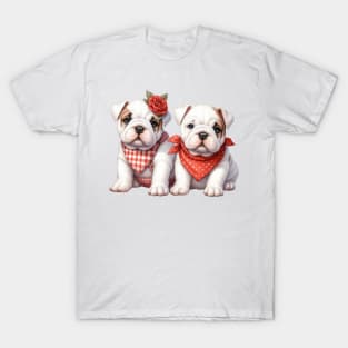 Valentine Bulldog Couple T-Shirt